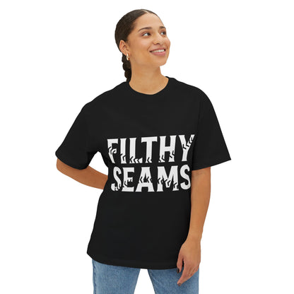 Unisex Oversized Tee - "Filthy Seams" - Casual Wear, Streetwear, Gifts for Hustlers, Dirtsports Fans, Birthday Gifts